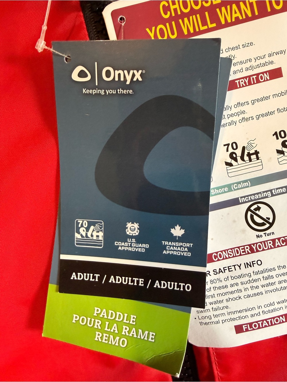 Onyx Adult Universal Life Jacket PFD in Red NWT - Picture 5 of 7